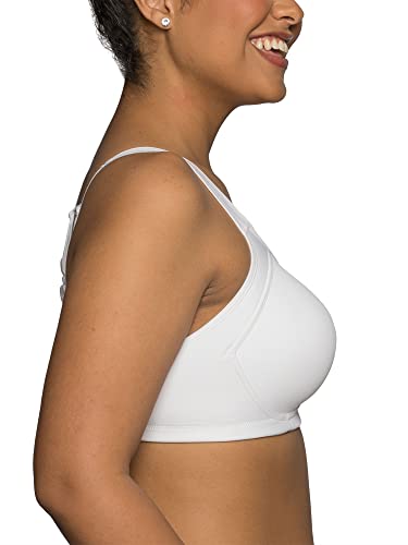 Vanity Fair Womens Medium Impact Sports For Breathable, Moisture Wicking, Padded Cups Up To Ddd Bra, Wireless - White, 36D US