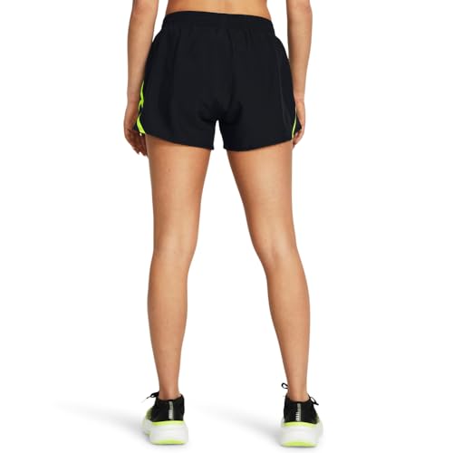 Under Armour Womens Fly by Shorts, (003) Black/High-Vis Yellow/Reflective, Medium