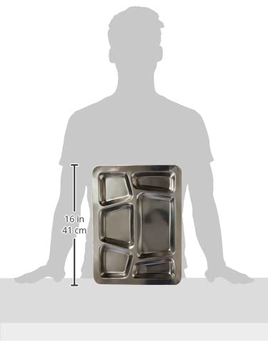 Winco - SMT-2 6-Compartment Mess Tray, Style B, Stainless Steel, Medium