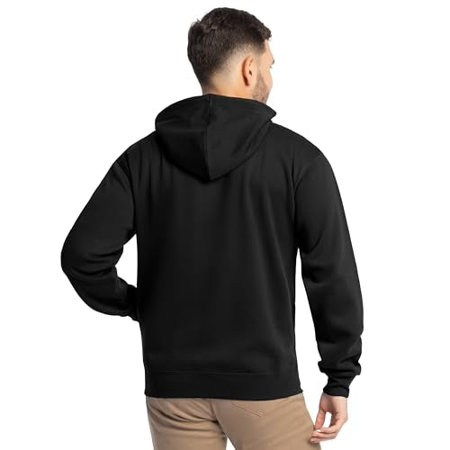 Fruit of the Loom Eversoft Fleece Hoodies, Pullover, Moisture Wicking & Breathable, Sizes S-4x, Black Full Zip, Large