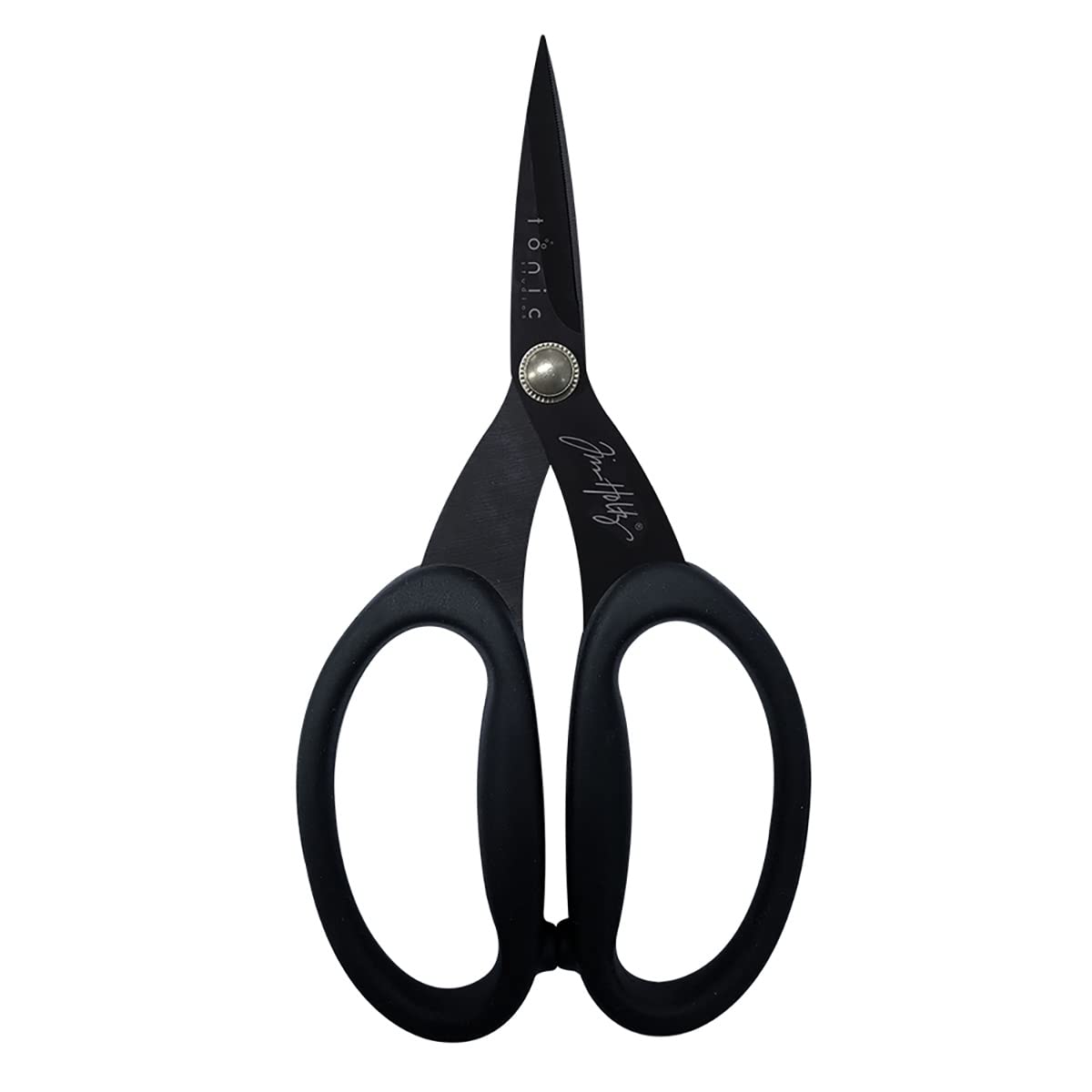 Tim Holtz Small Titanium Scissors - 7 Inch Mini Snips with Micro Serrated Blade - Non Stick Craft Tool for Cutting Paper, Fabric, and Sewing - Black Comfort Grip Handles