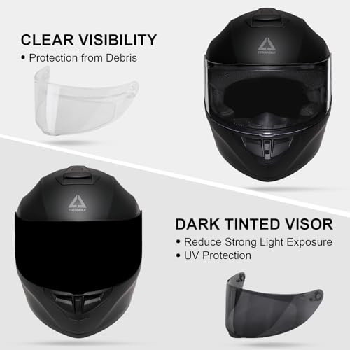 TRIANGLE Motorcycle Helmets Full Face Motorcycle Helmet for Men & Women with Tinted and Clear Visor Meet Dot Approved
