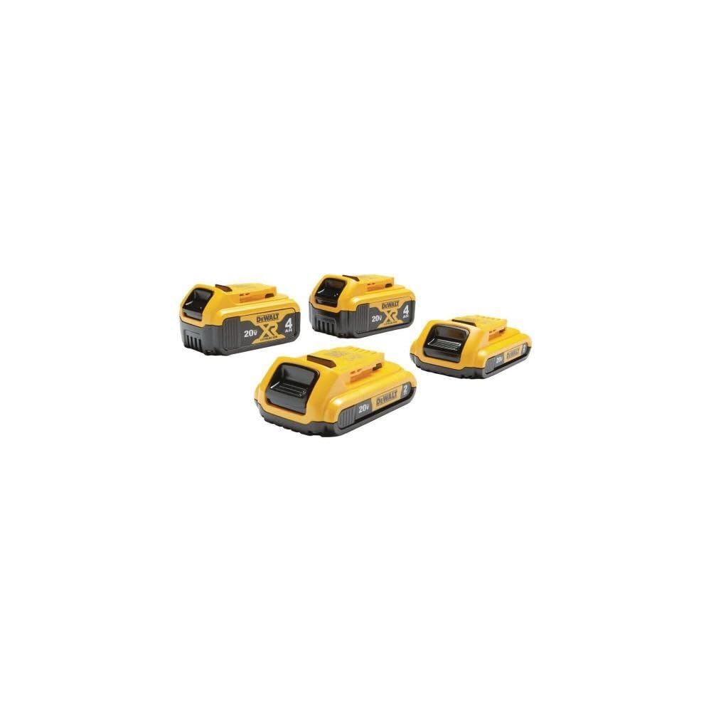 DEWALT 20V MAX Lithium Ion Battery, 2 Ah and 4 Ah, 4-Pack, Fuel Gauge LED Charge Indicators (DCB324-4)