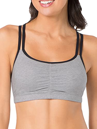 Fruit of The Loom Womens Spaghetti Strap Cotton Pull Over 3 Pack Sports Bra, Grey With Black/White/Black Hue, 44