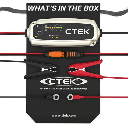 CTEK MXS 5.0, Fully Automatic 12V 4.3 Amp Battery Charger and Maintainer, Unique 8 Step Charging, Simple Plug and Play Operation, Desulphation Function with Built-in Temperature Compensation