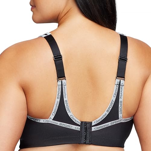 Full Figure Plus Size No-Bounce Camisole Sports Bra Wirefree #1066 Black