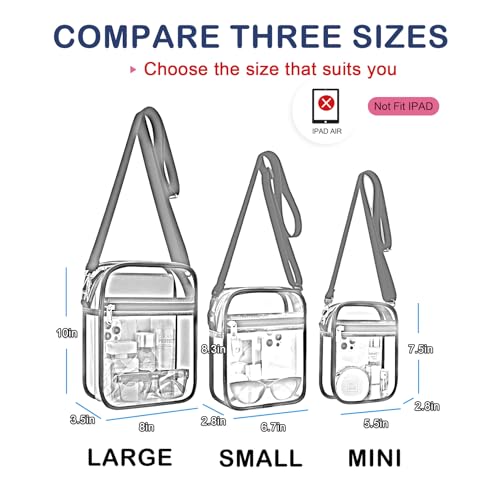USPECLARE Clear Purse Stadium Transparent Messenger Bag Stadium Approved for Men and Women Clear CrossBody Bag
