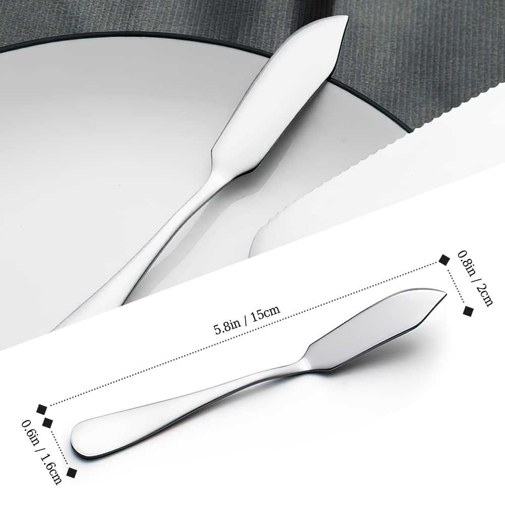 AOOSY Butter Knife, Cheese Knife, Dover Sole Breakfast Kippers, Cute Mini 5.91 inches Stainless Steel Kitchen Knives for Butter Sandwiches Cheese Breakfast,Packs Of 6