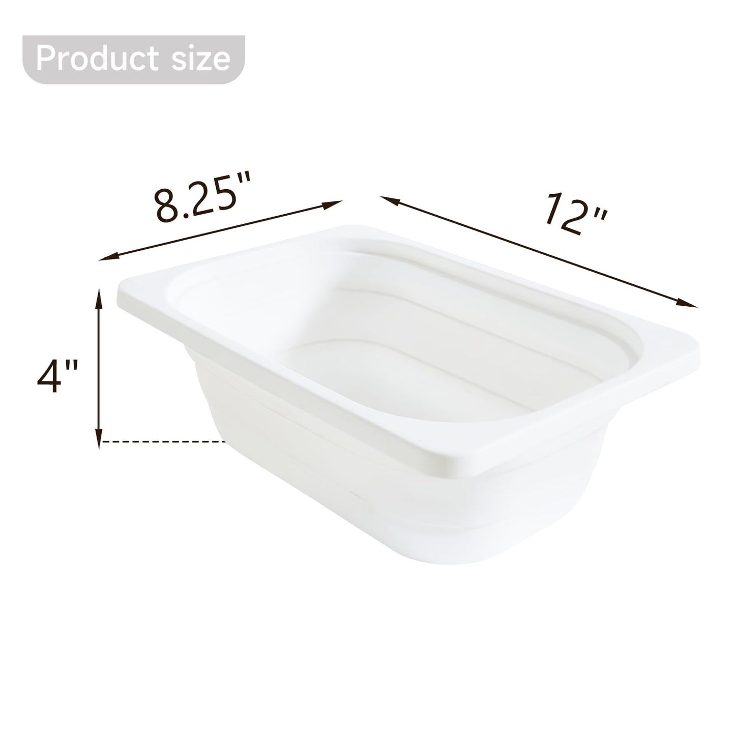 Beright Collapsible Storage Bin, Wash Basin Folding Dish Tub Sink, Space Saving for Dishing, Fruit and Camping, Hiking and Home, White, Small, 1 Pack