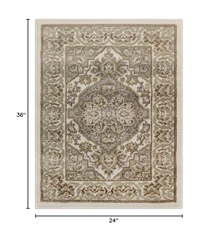 Superior Indoor Area Rug, Plush Carpet Cover, Traditional Oriental Medallion, Perfect for Hallway, Entryway, Living Room, Dining, Bedroom, Office, Kitchen, Glendale Collection, 2' x 3', Green