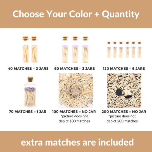 River Birch Decorative Matches in a Bottle with Striker - Cute & Colored Matches - 3 Bottles, Gray Tip, 60 Matches