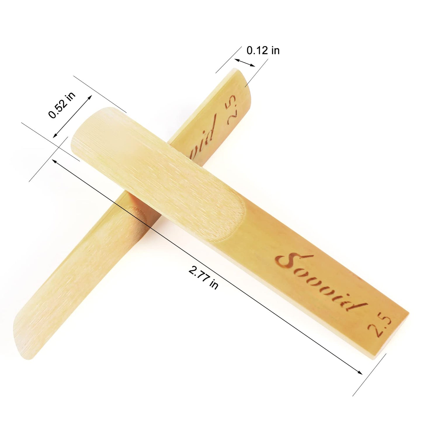 Sovvid 10 Pack Bb Clarinet Reeds with Plastic Box, Strength 2.5 Reeds for Clarinet, Thinner Reed Tip & Unfiled Cut for Easy of Play, Traditional Reeds for Clarinet Beginner and Player