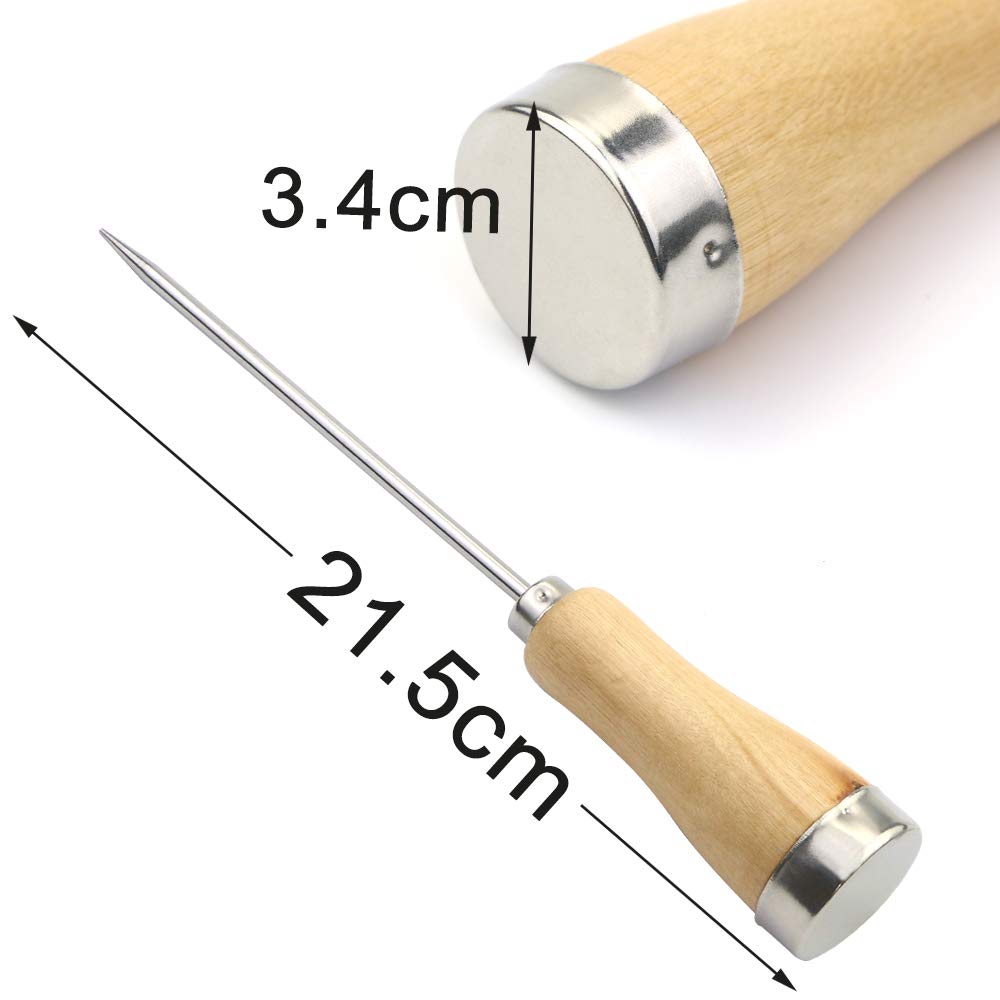 Fireboomoon 3 Pack Stainless Steel Ice Pick with Safety Wooden Handle for Home Kitchen Restaurant Bar(8.5 Inches)