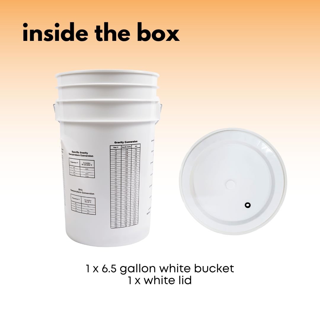 Fastrack 6.5 Gallon Fermenting Bucket with Lid | White | 100% Food Grade-BPA Free Fermenting Brew Bucket for your Beer, Wine or any other Fermented Beverage