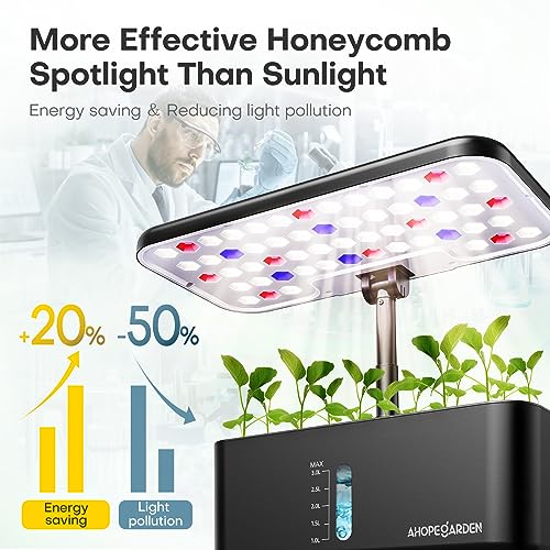 Ahopegarden Indoor Garden Hydroponics Growing System: 10 Pods Plant Germination Kit Aeroponic Herb Vegetable Growth Lamp Countertop with LED Grow Light - Hydrophonic Planter Grower Harvest Lettuce