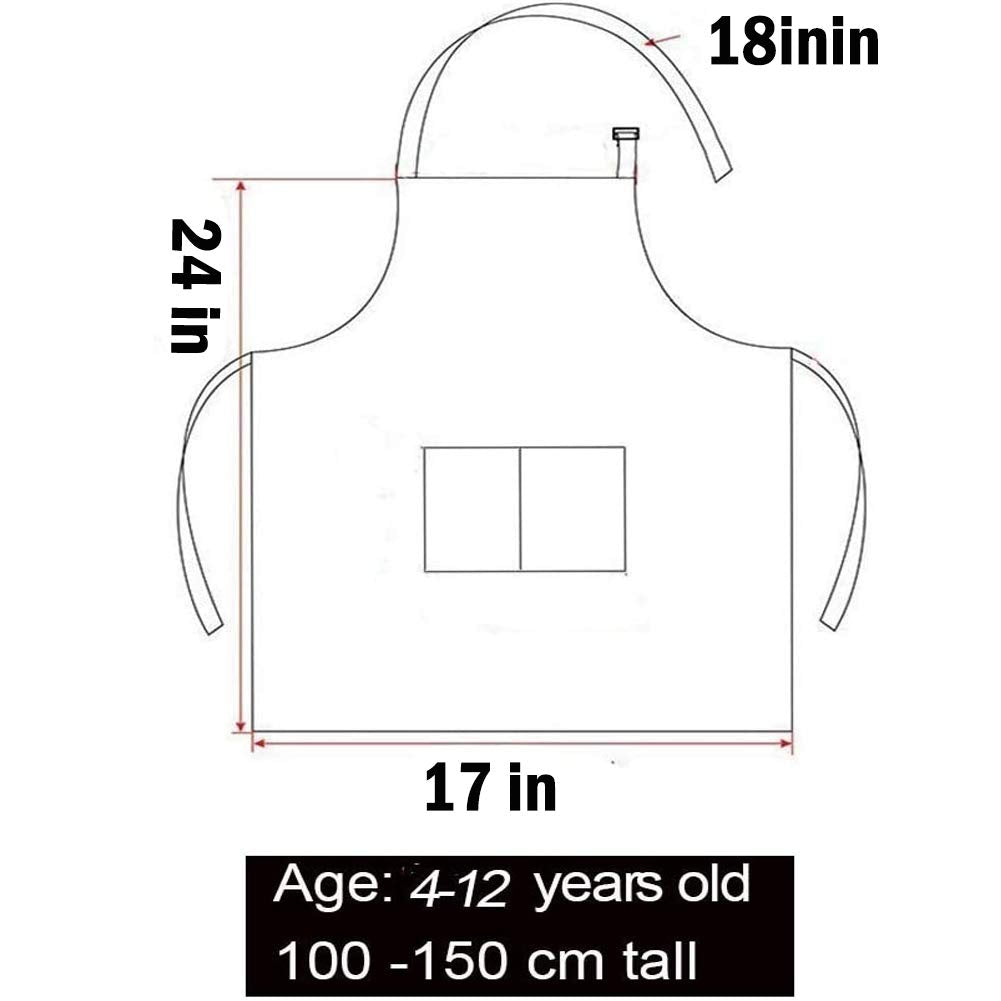 Tamicy 10 Pieces Kids Chef Hat and Apron Set - Child Kitchen Bib Aprons with Pockets Girls Boys Chef Hats for Cooking Baking Gardening Painting Wear (Rose Red,Green,Blue,Orange,Purple)