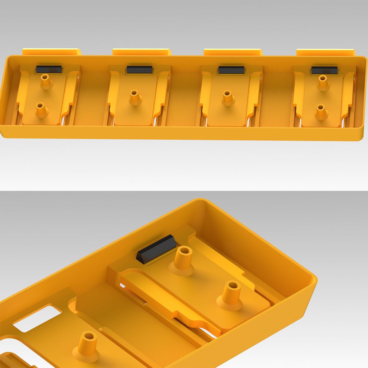 SZWJT-LV Battery Rack Compatible with DeWalt 20V Battery Holder, Mount 4 Slot Bulk Battery Garage Tool, Tools for Dewallt 20v, Wall Display Hook Holder (Yellow-1pc)