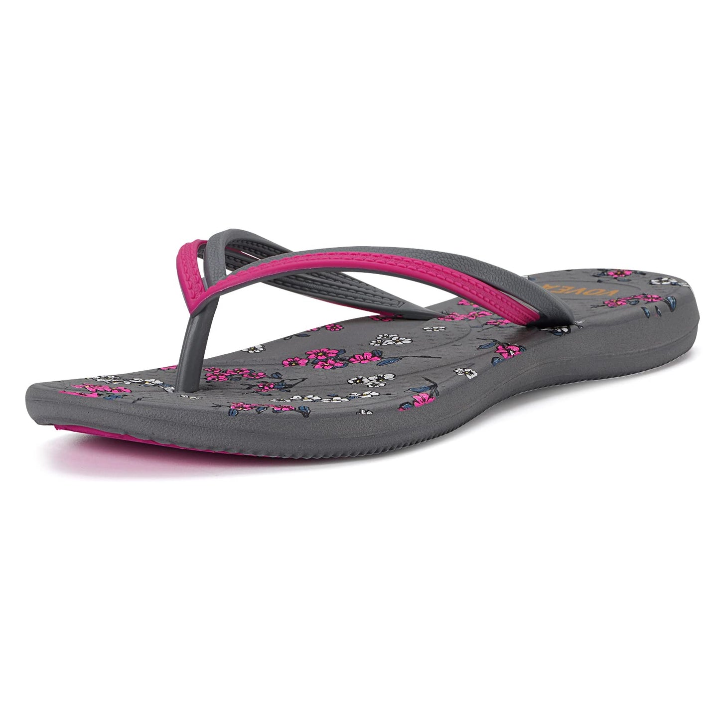 VOVEA Flip Flops For Women Non-Slip Bathroom Shower Shoes Cushion foam Indoor and Outdoor Sandals,Grey US 6