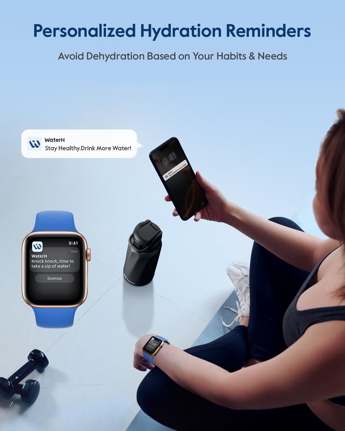 BOOST Smart Water Bottle with Reminder & Tracker, Double Wall Vacuum Insulated Bottles Stainless Steel, 32oz BPA-Free Wide Mouth for Gym, Office, School - Ideal Gift, Black