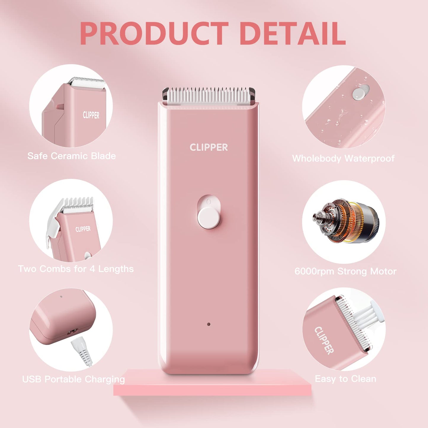 Founouly Home Professional Dog Grooming Kit Clipper Low Noise USB Rechargeable for Dog Cat