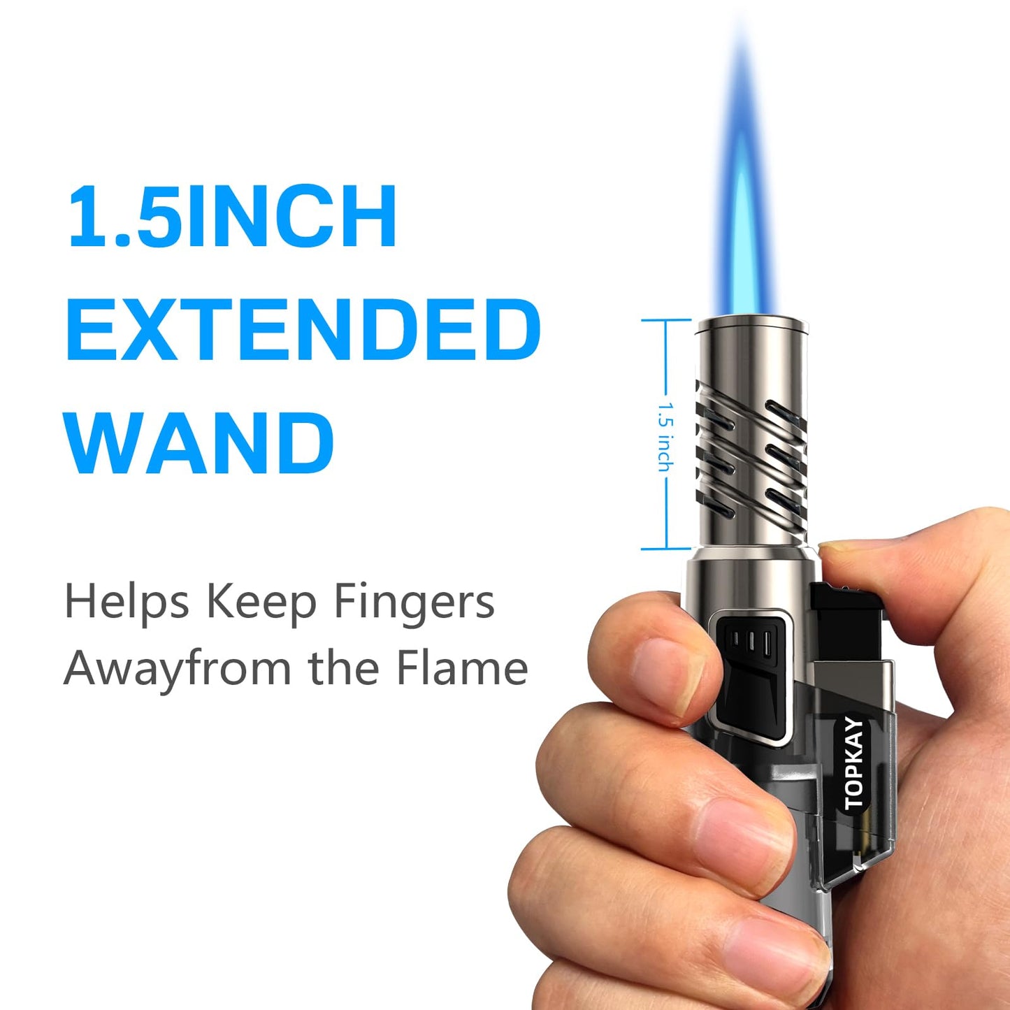 TOPKAY 2 Pack Torch Lighter Jet Flame Butane Lighter Refillable Mini Torch Lighter for Candles Grill BBQ Fireworks Camping (NO PREFILLED)