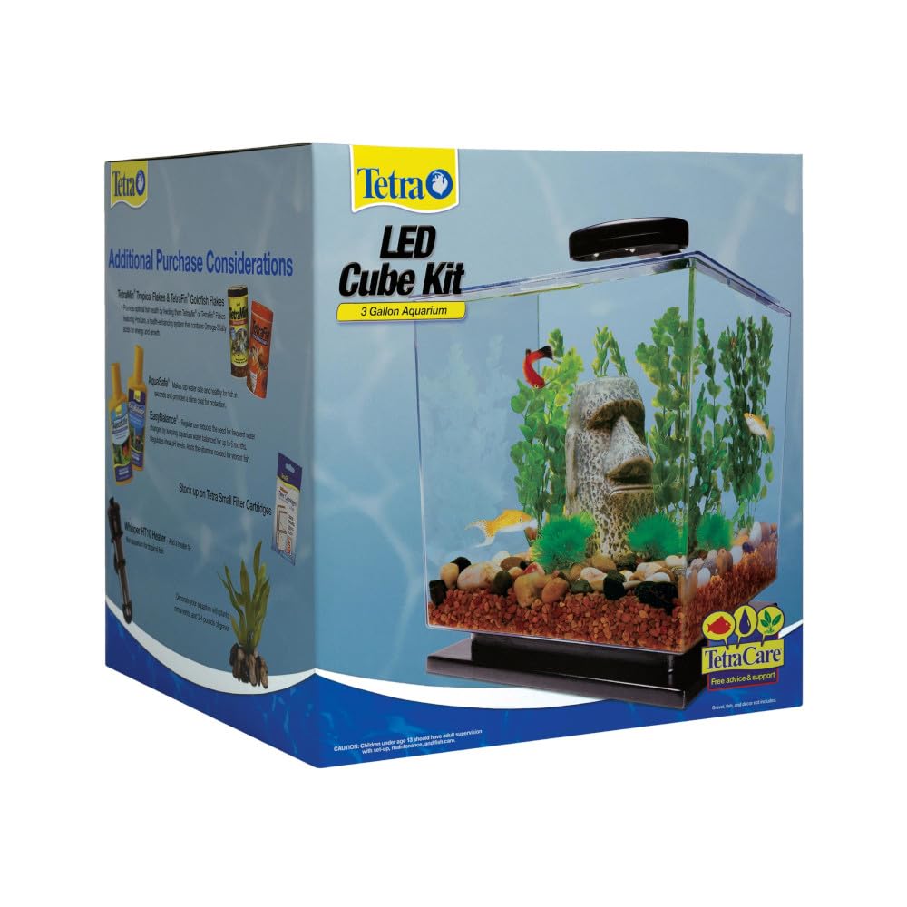 Tetra 3 Gallon Fish Tank, Aquarium Starter Kit with Pedestal Base, LED Light and Filter, For small tropical fish, guppies, goldfish, or betta