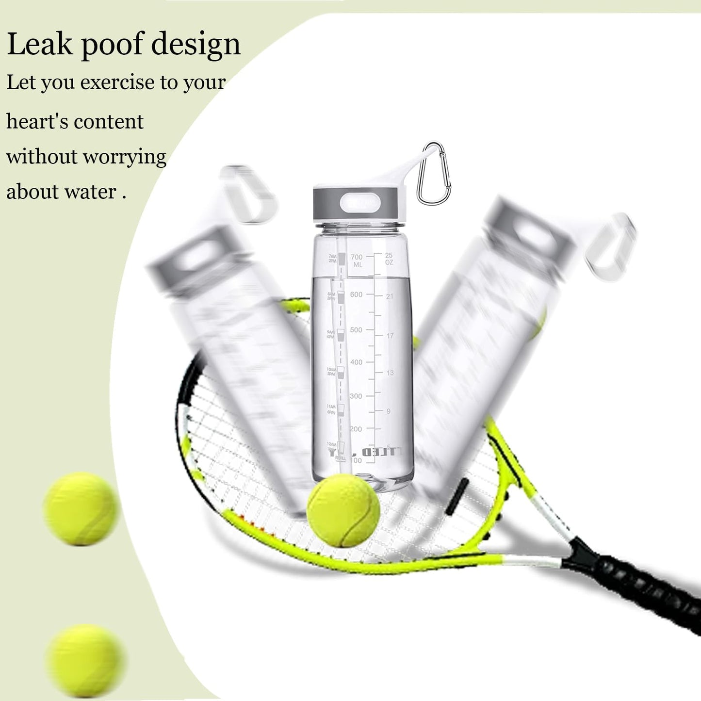 Sports Water Bottle with Straw & Handle, BPA-Free Water Bottle with Motivational Marker Reminder Leakproof 27oz 800ml High Capacity Drinking Bottle for Athletic, Running, Outdoor Activity