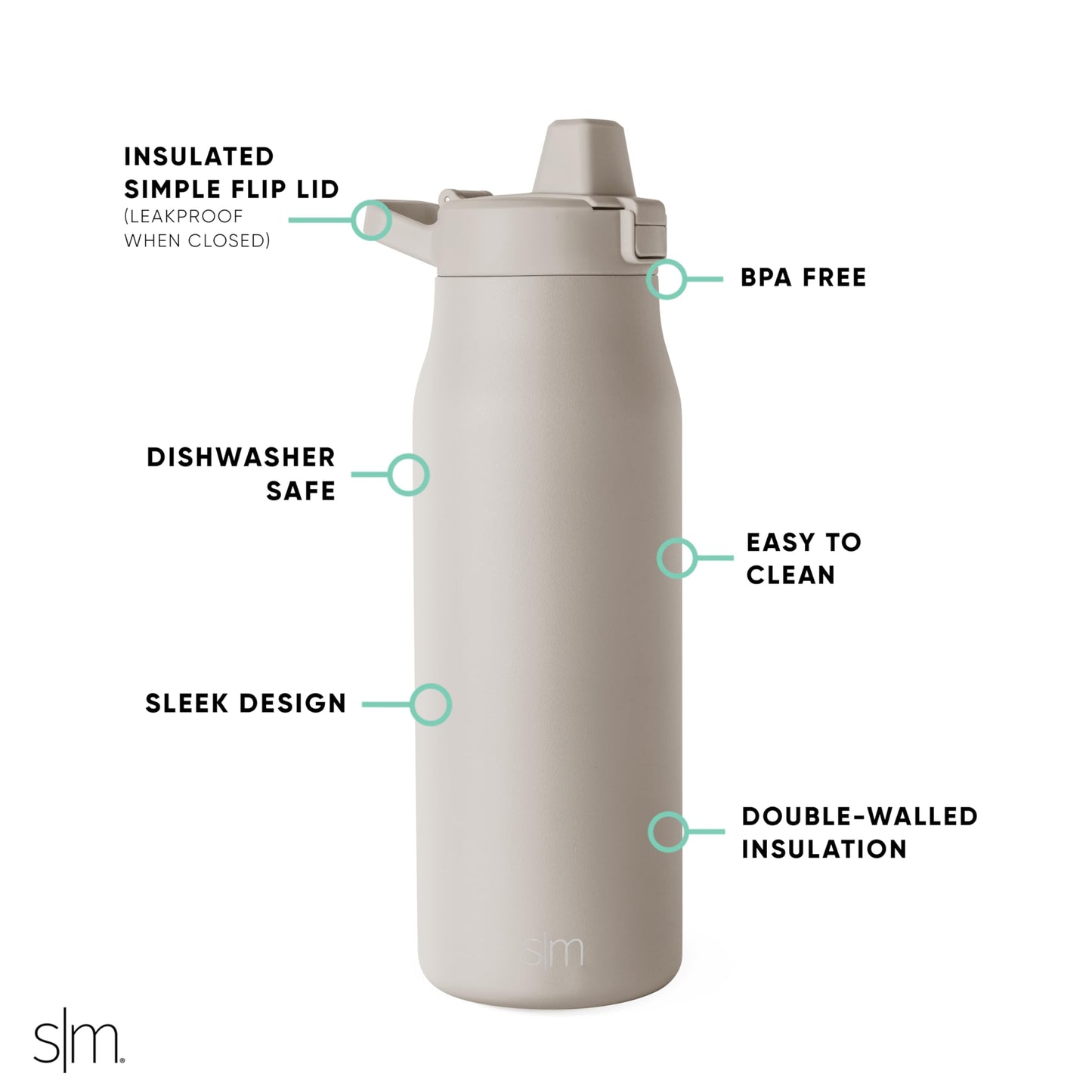 Simple Modern Filtered Water Bottle | Insulated Stainless-Steel Carbon Filter Travel Water Bottles | Reusable for Clean Drinking Water On The Go | 34oz, Almond Birch
