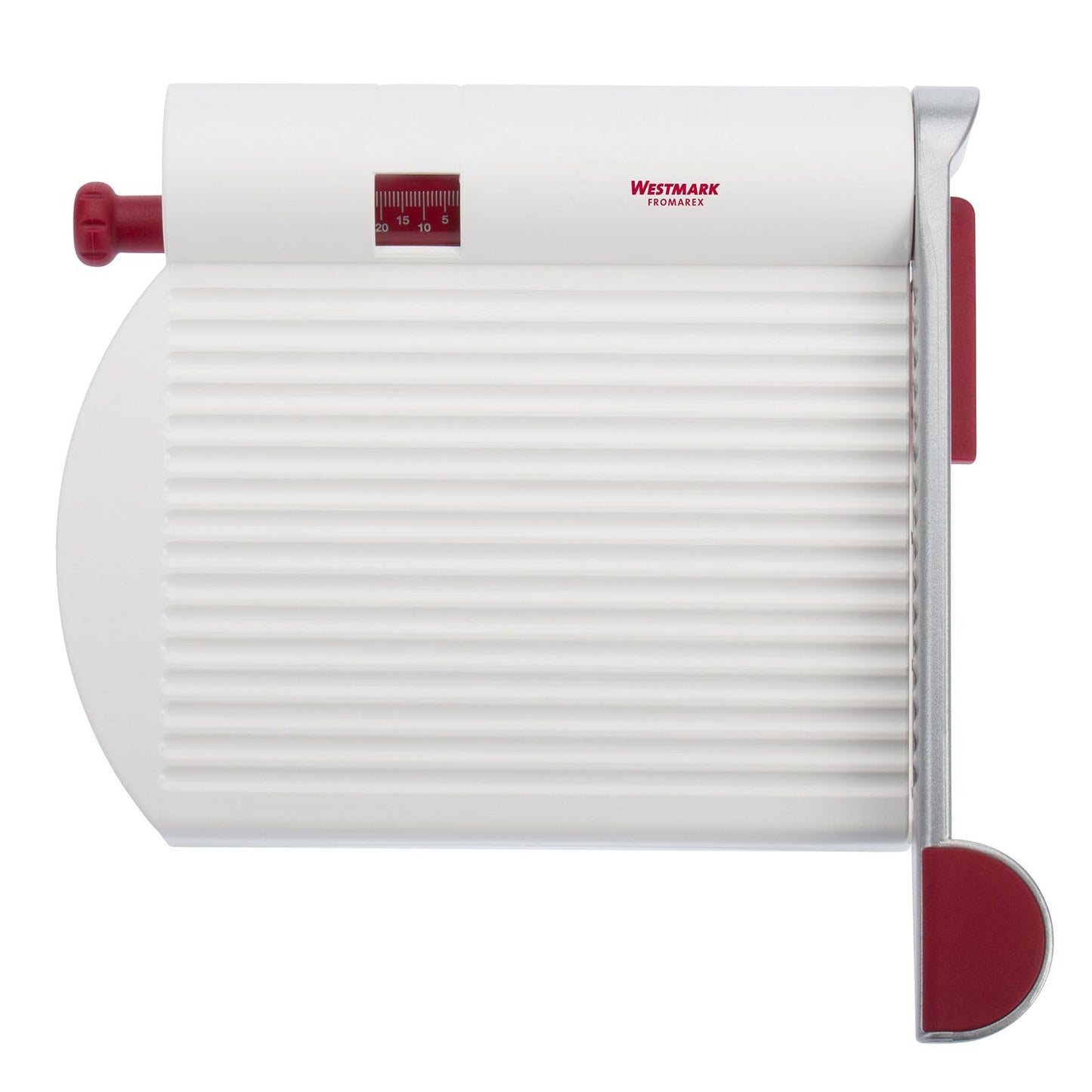 Westmark Germany Multipurpose Stainless Steel Cheese and Food Slicer with Board and Adjustable Thickness Dial (White) -