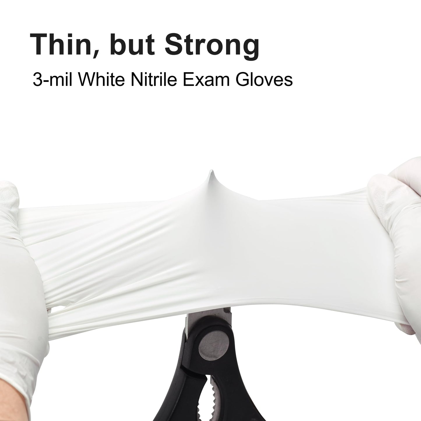 SwiftGrip Disposable Nitrile Exam Gloves, 3-mil, Large, Box of 100, White Nitrile Gloves Disposable Latex Free for Medical, Cleaning, Cooking & Esthetician, Food-Safe, Powder-Free, Non-Sterile