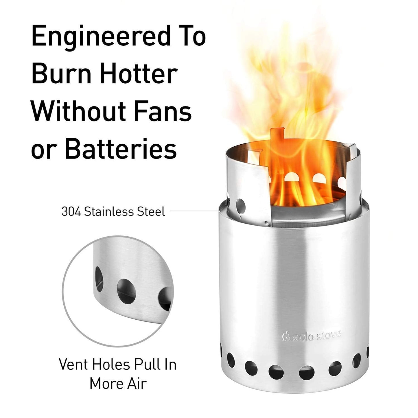 Solo Stove Titan Camping Stove Portable Stove for Backpacking and Outdoor Cooking Great Stainless Steel Camping Backpacking Stove Compact Wood Stove Design-No Batteries or Liquid Fuel Canisters Needed