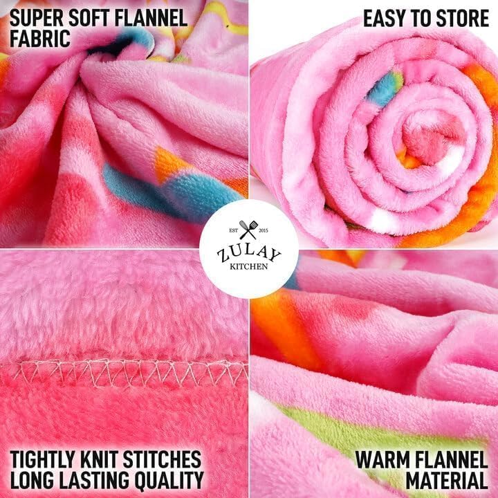 Zulay Giant Double Sided Glazed Donut with Gift Box Packaging - Novelty Blanket for Adults & Kids - Soft Flannel Round Glazed Donut Blanket for Indoors, Outdoors, Travel, Home, 285 GSM - 71 Inches
