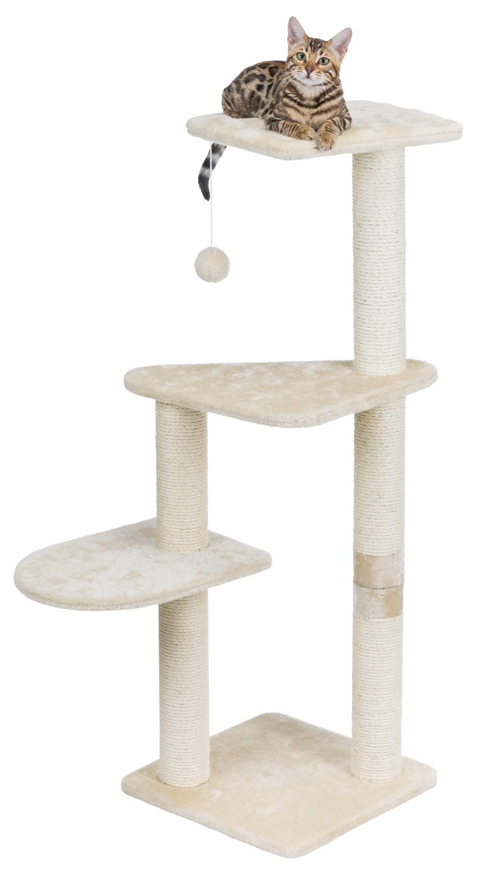 TRIXIE Pet Products Altea Cat Tree (Beige with paw prints), large (16 x 16 x 46 in.) (43884)