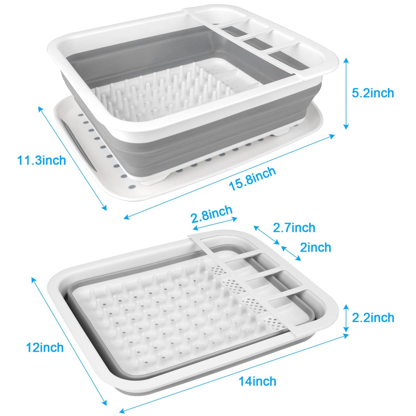 Collapsible Dish Drying Rack Portable Dish Drainers for Kitchen Counter with Drainboard, Kitchen Sink Organizer Basket RV Accessories Camper Storage and Organization Dish Rack Over Sink Drying Rack