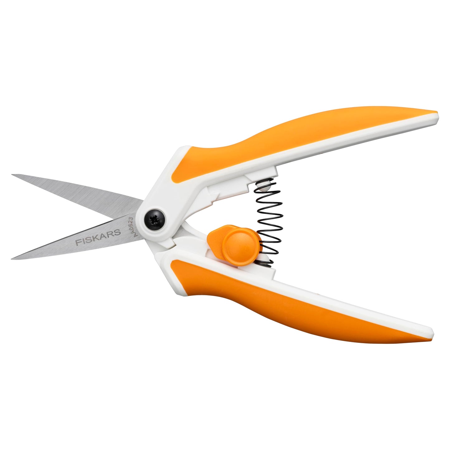 Fiskars Micro-Tip Spring Assisted Scissors, Precision Cutting Stainless Steel Blades, Comfort Handle, Cut Details in Fabric, Sewing Scissors and Arts and Crafts Tools