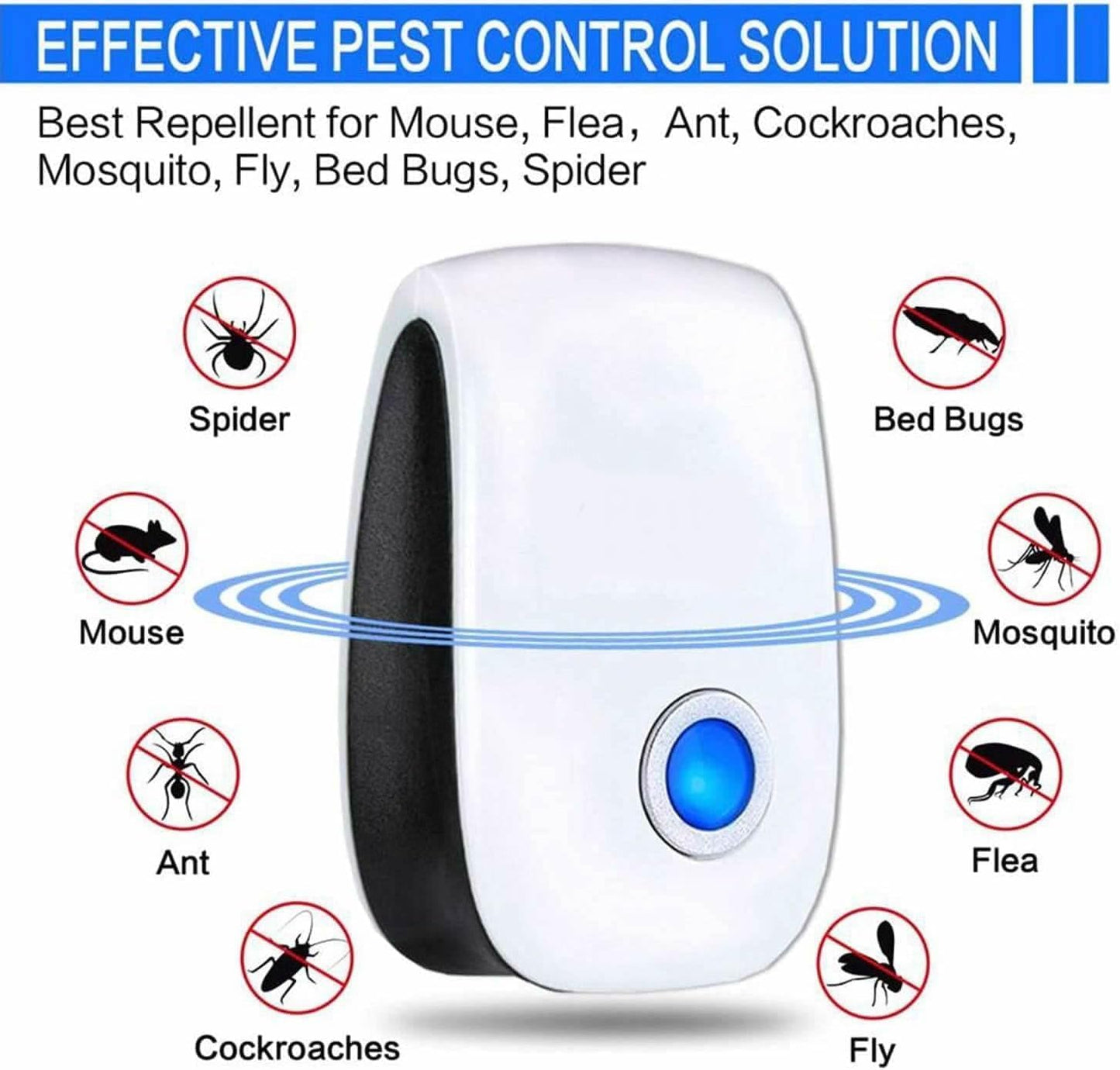 Ultrasonic Pest Repellent Indoor, Pest Control for Rodents, Mosquitoes, Ants, Cockroaches, Rat, Mice, Fleas, Beetles and Other Insects, Non-Toxic, Safe for Humans, Home, Office, Hotel (6 Packs)