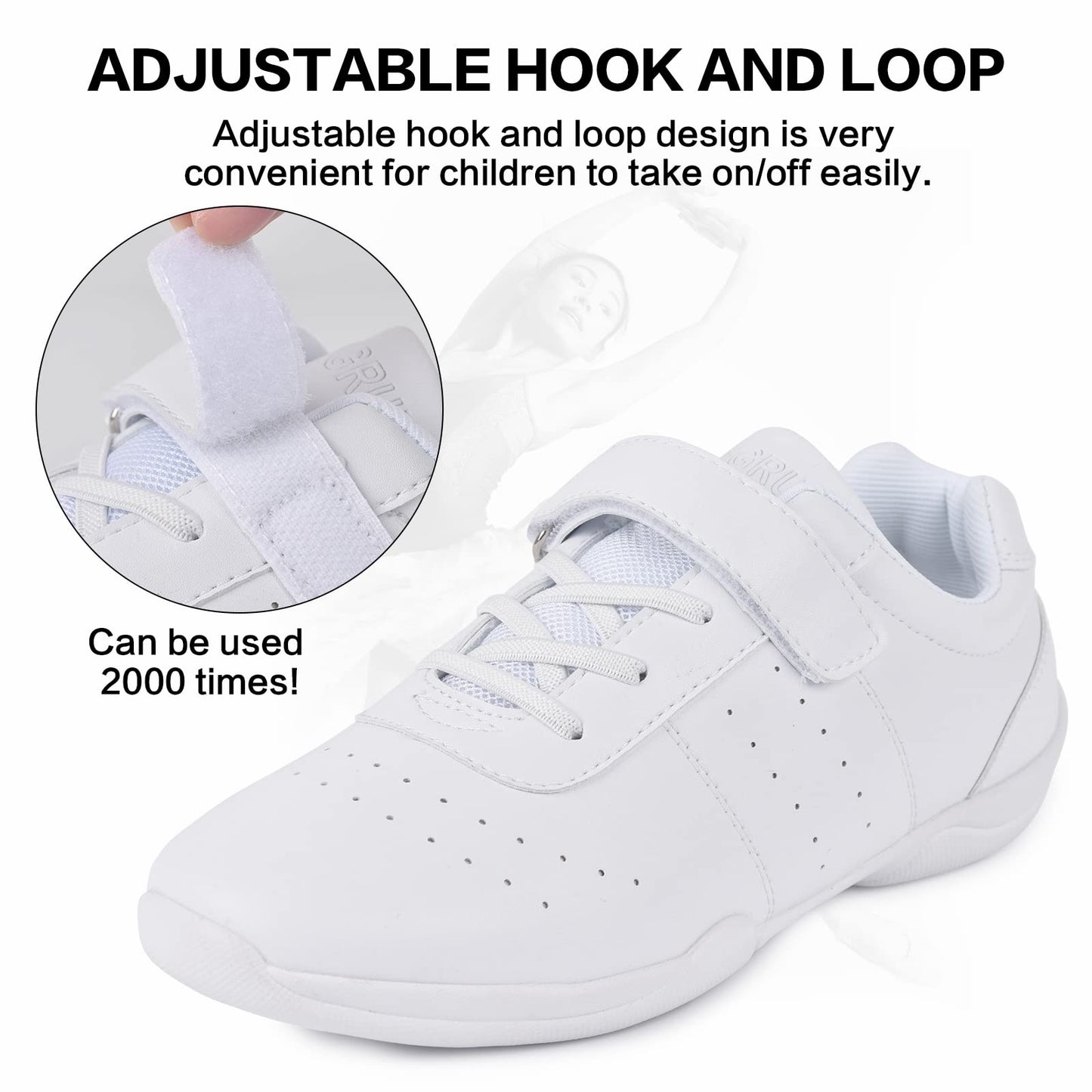 Smapavic Cheer Shoes for Youth Girls White Cheerleading Athletic Dance Shoes Tennis Sneakers for Competition Sport Training 1 Little Kid