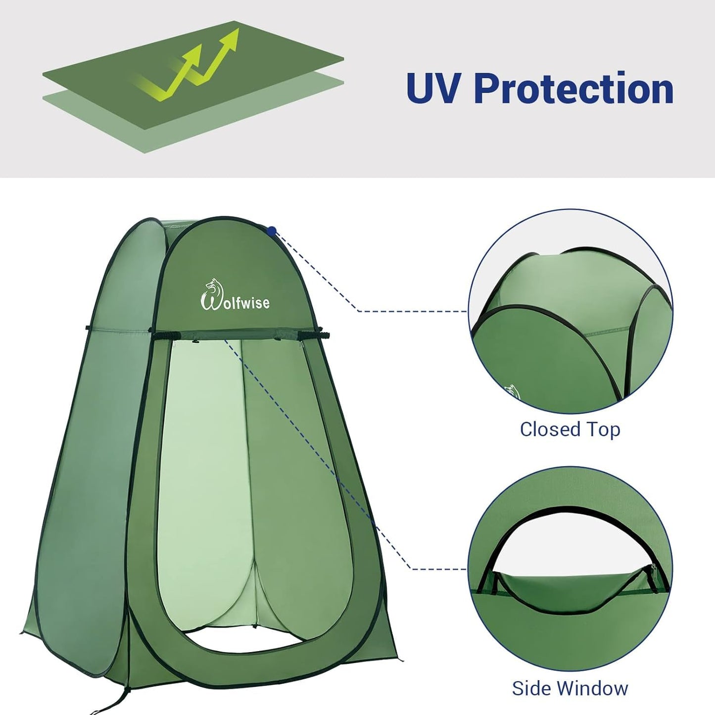 Wolfwise Pop Up Changing Tent for Beach, Camping Portable Shower Tents, Outdoor Privacy Bathroom, Change Dressing Clothes Porta Potty Tent Pop Up Instant for Camp, Toilet, Green