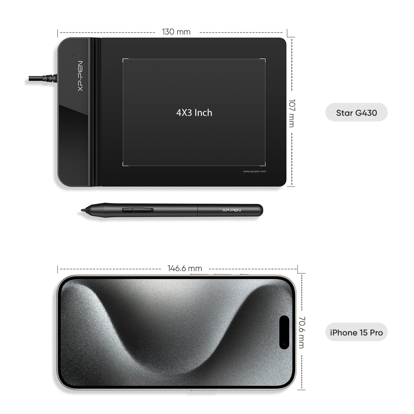 Drawing Tablet XPPen G430S OSU, Graphic Drawing Tablet with 8192 Levels Pressure Battery-Free Stylus, 4 x 3 inch Ultrathin, for OSU Game, Online Teaching Compatible with Window/Mac Black