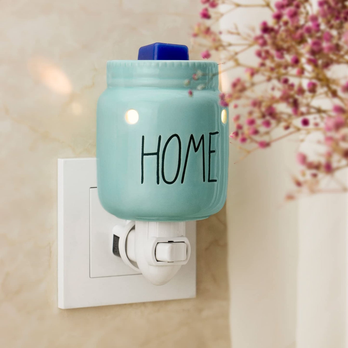 STAR MOON Mason Jar Wax Melt Warmer for Rae Dunn Inspired Decor Candle Warmer Wax Warmer Plug in with One More Bulb Home Decor Wall Decor Blue (Home)