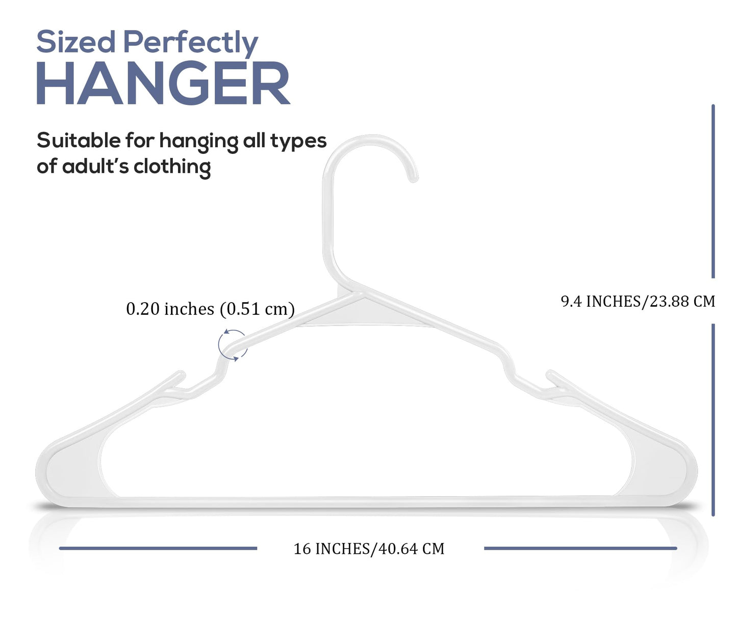 Utopia Home - Plastic Hangers 50 Pack - Space Saving Clothes Hanger - Durable and Strong Closet Organizers and Storage Makes It Ideal Apartment or Dorm Room Essentials for Girls or Guys (White)