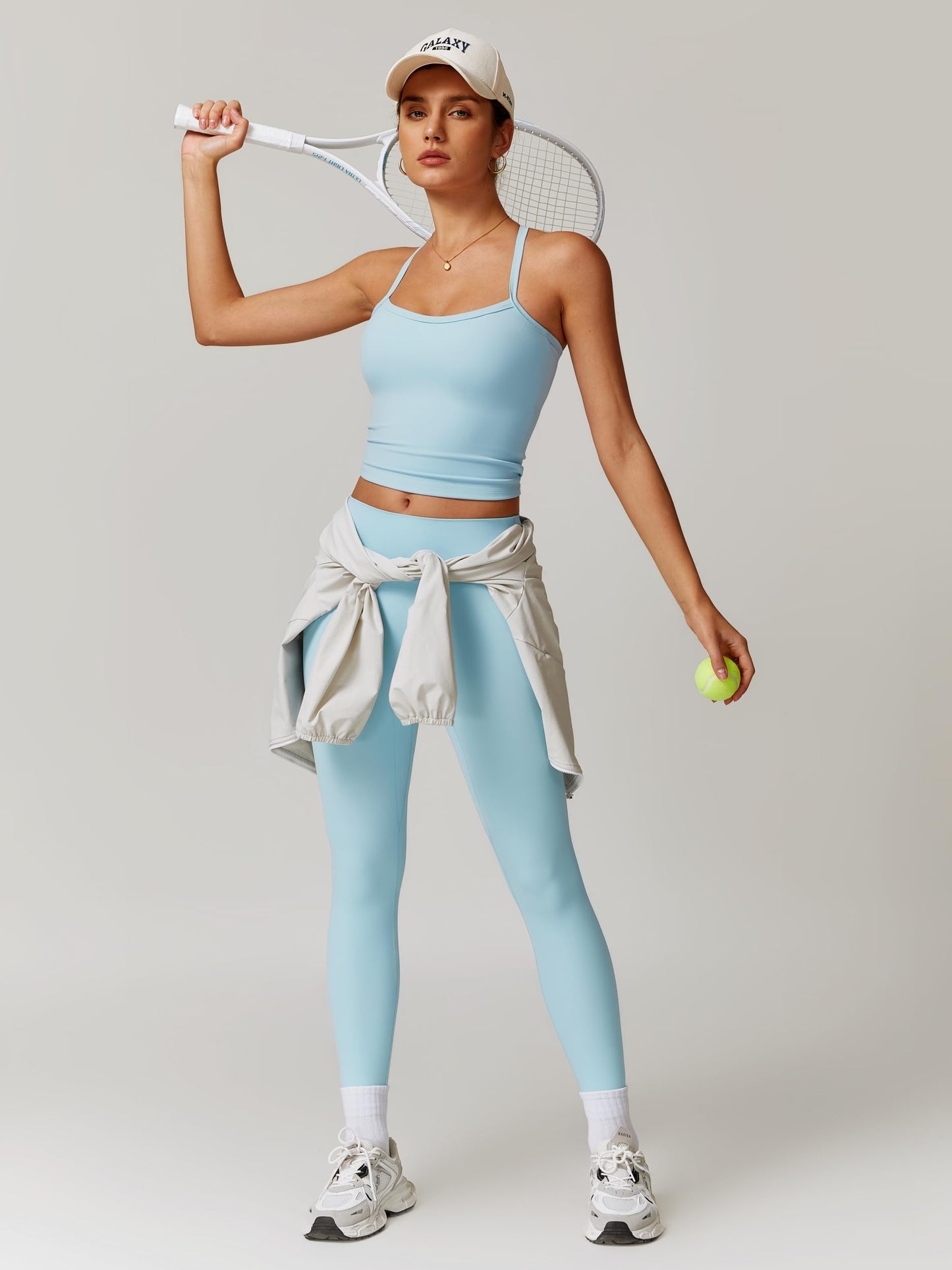 Womens Workout Sets Two Piece Seamless Stretch Cross Back Tank Top Matching Tummy Control High Waist Leggings Set 2 Piece For Women Gym Yoga Active Wear Outfits Athletic Work Out Clothes Blue S