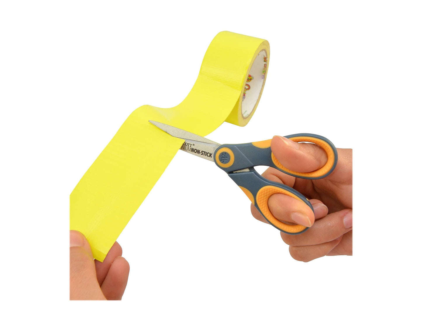 Westcott 14881 5-Inch Non-Stick Titanium Scissors For Office and Home, Yellow/Gray