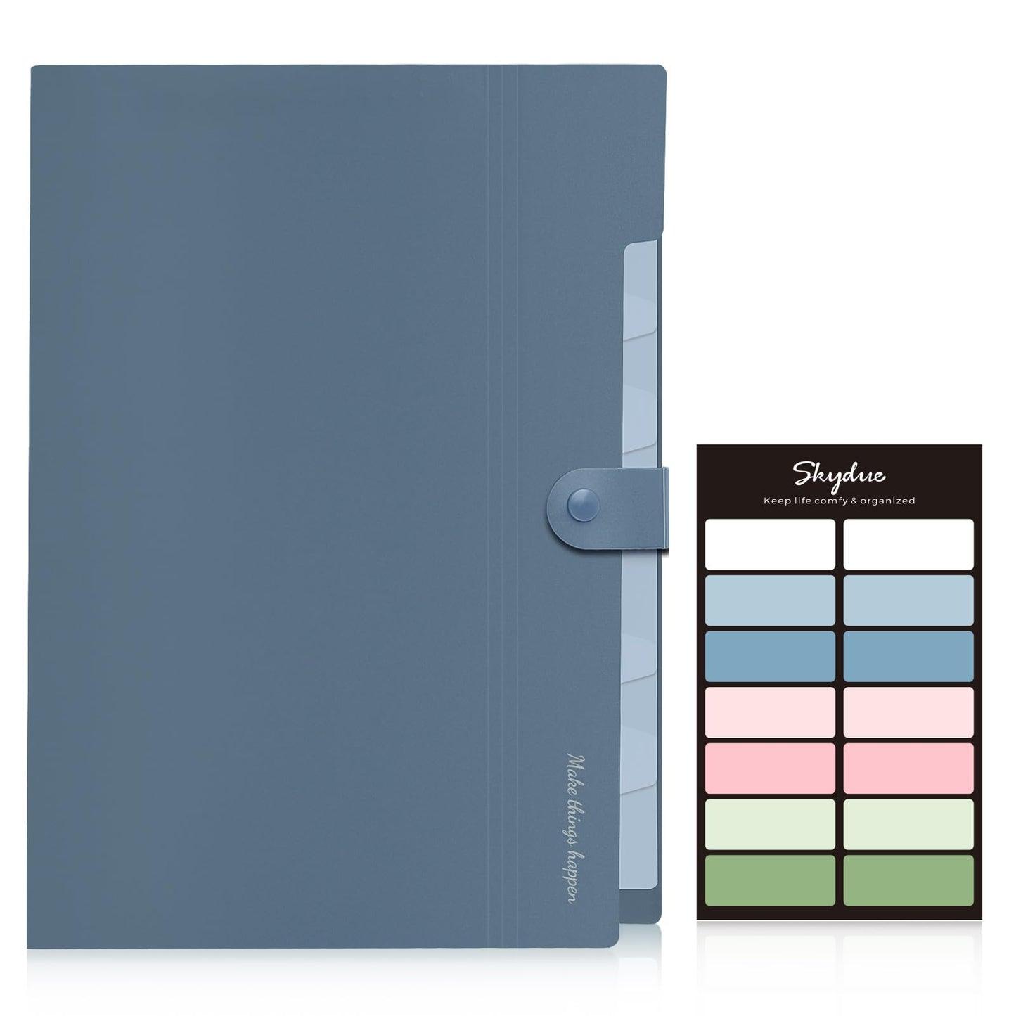 SKYDUE Expanding File Organizer with 8 Pockets, Accordion File Folders with Labels, Portable Document Paper Bill Receipt Organizer, Home College School Office Supplies, Letter Size, Blue