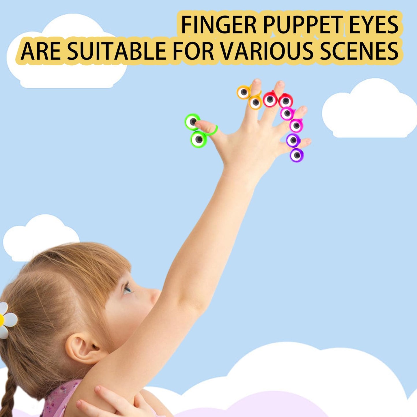 100 PCS Eye Finger Puppets Toys Set, Wiggly Eyeball Finger Puppet Eye On Rings for Kids, Party Favors for Boys Girls