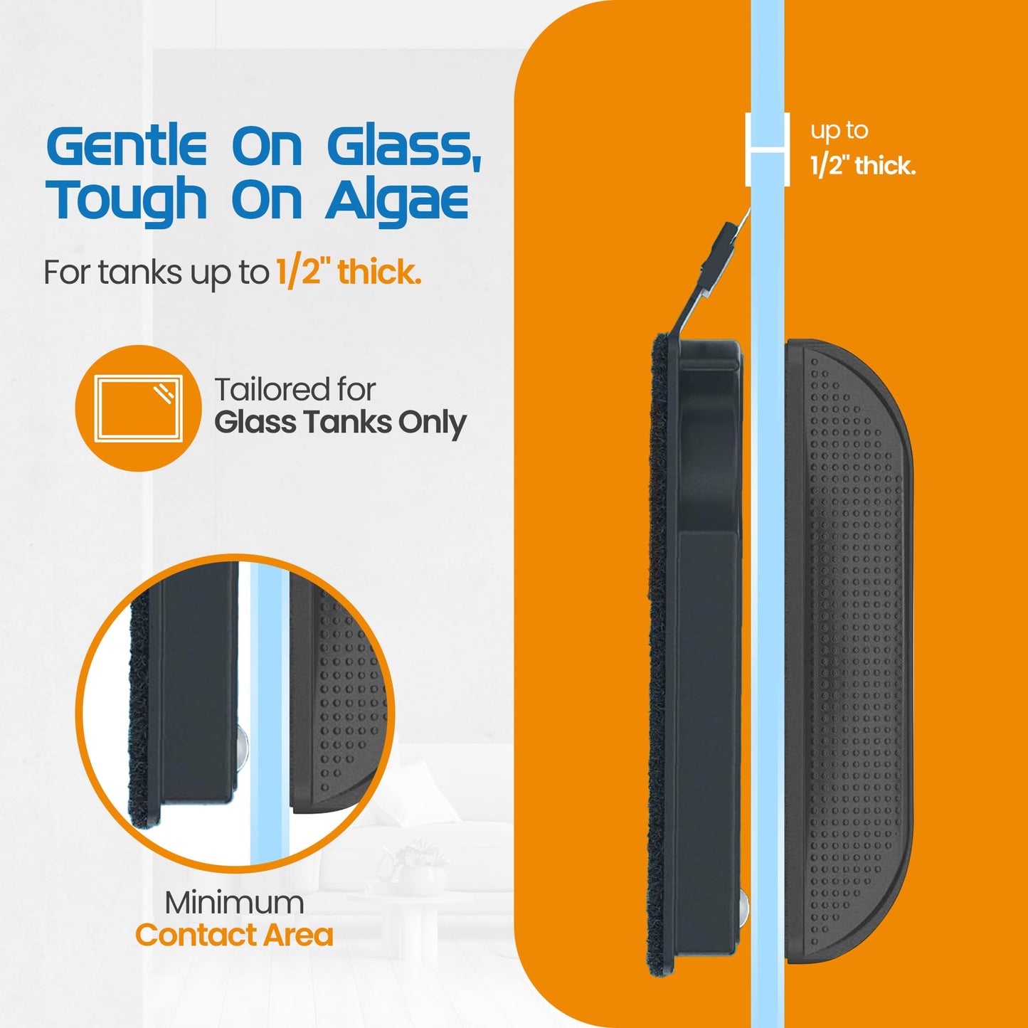 FL!PPER Flipper Cleaner Float - 2-in-1 Floating Magnetic Aquarium Glass Cleaner - Fish Tank Cleaner - Scrubber & Scraper Aquarium Cleaning Tools - Floating Fish Tank Cleaner, Standard