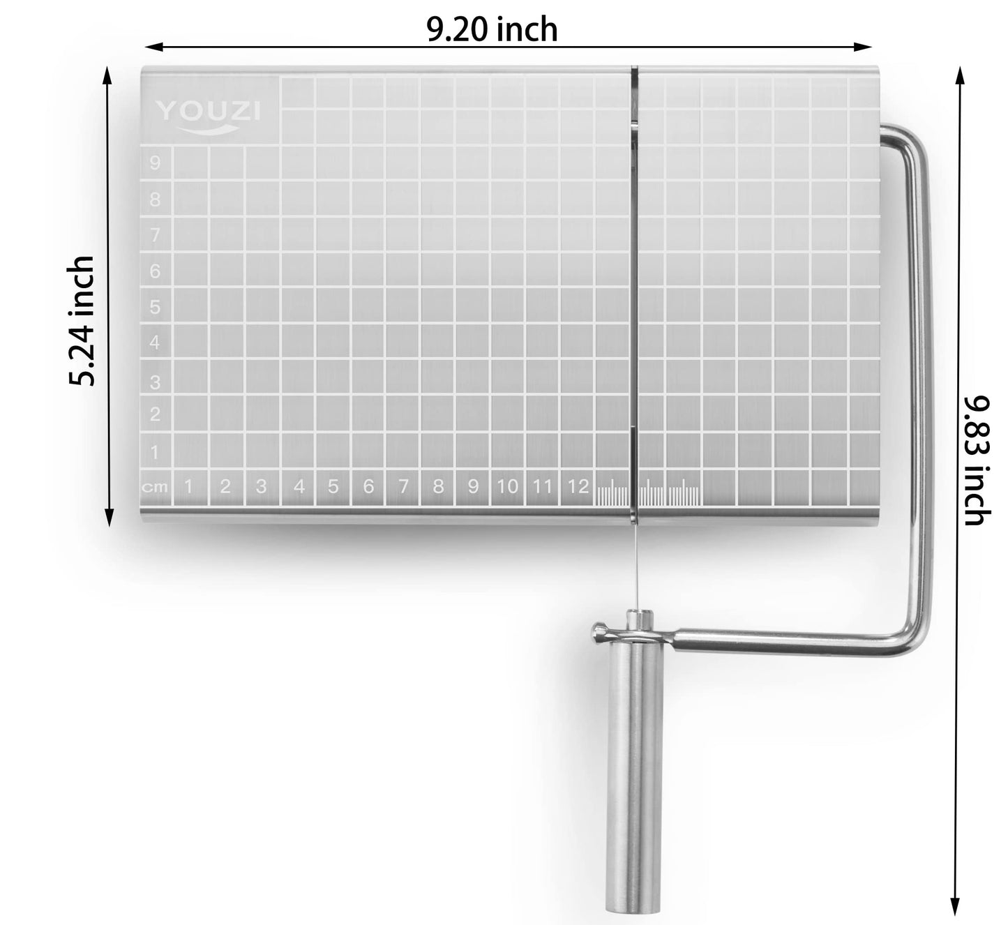 Stainless Steel Cheese Slicer with 10 Replacement Wires, Metal Cheese Cutter and Cutting Board - For Block Cheese