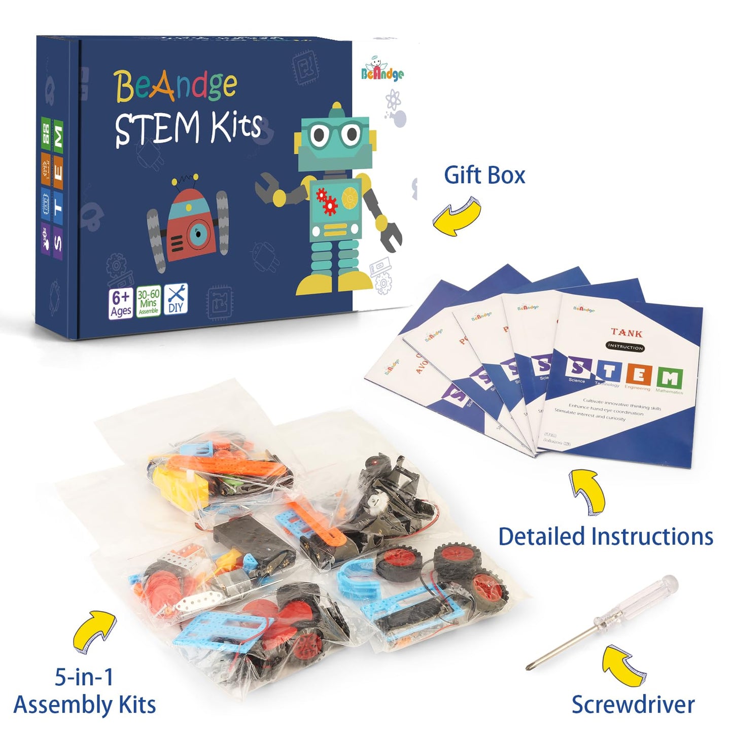 STEM Kits for Kids Crafts 6-8 8-12, Boys Gifts Toys for 6 7 8 Year Old Boy Birthday Gift Ideas, STEM Toys Crafts 6+ 7+ yr, Robotics Science Kits Activities Robot Building Age 8-10 9 10 11 12 13 14