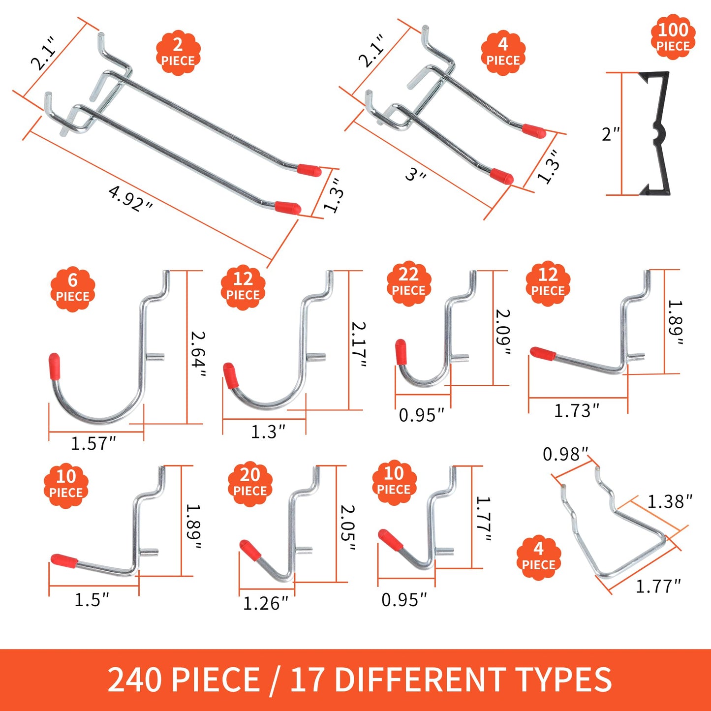 FALPRO 240PCS Pegboard Hooks Assortment, Pegboard Organizer Kit with Bins, Cups, 1/8 and 1/4 inch Hooks for Hanging Tools, Garage Wall Organization