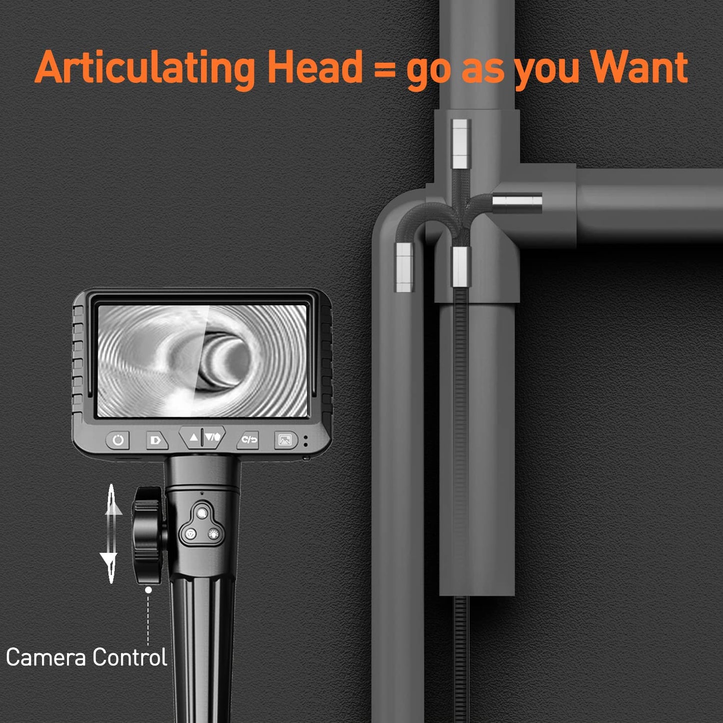 DXZtoz Two-Way Articulating Borescope, Industrial Endoscope with 0.33in Articulated Snake Camera, Video Inspection Scope with Light for Automotive Aircraft Mechanics- 5.5FT